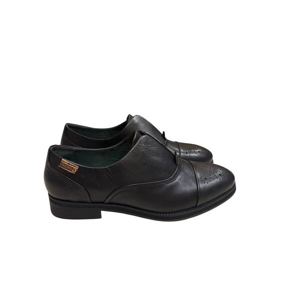 Pikolinos Royal Ankle Shoe Women Size 39 Black Leather Eyelet Block Heel Slip On - Picture 1 of 6